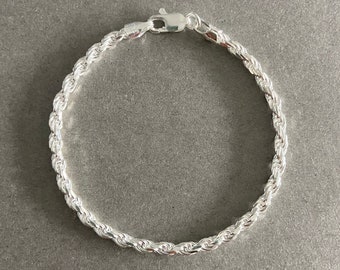 Sterling Silver Rope 3mm Chain Bracelet - Sterling Silver