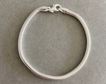SILVER925 SNAKE CHAIN BRACELET/シルバー 5.5mm 925 Sterling Silver Handmade Snake Chain Bracelet, D