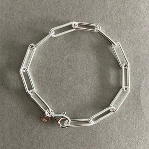 Sterling Silver Thick Chain Link Paper Clip Chain Bracelet - Sterling Silver