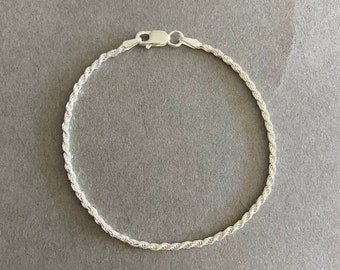 Sterling Silver Rope Chain Bracelet - Sterling Silver