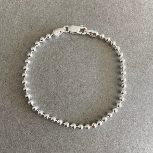 Sterling Silver 3mm Ball Bead Chain Bracelet - Sterling Silver