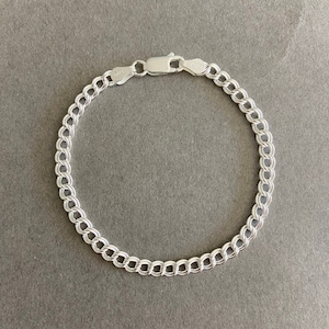 Sterling Silver Double Link Charm Chain Bracelet - Sterling Silver