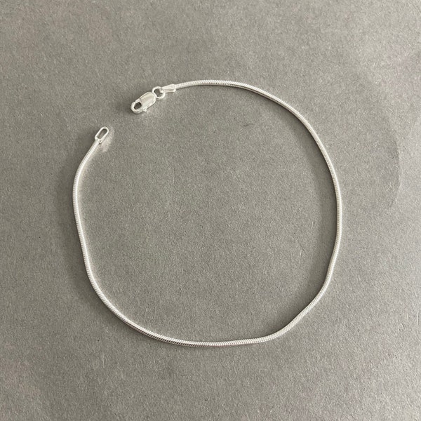 Silver Thin Snake Chain Anklet - Sterling Silver