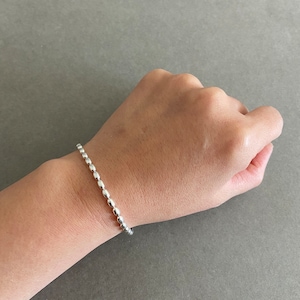 Sterling Silver Rice Bead Chain Bracelet - Sterling Silver - Etsy
