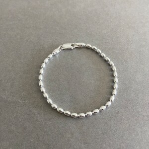 Sterling Silver Rice Bead Chain Bracelet - Sterling Silver - Etsy