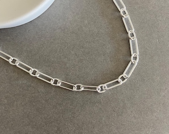 Sterling Silver "Paper Clip with Ring Chain" Necklace Chain