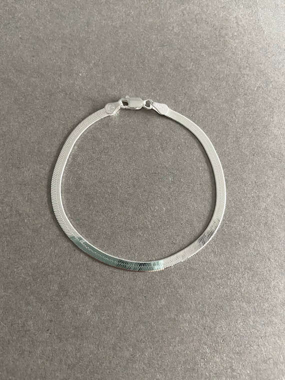 Sterling Silver Herringbone 3.25mm Chain Bracelet - Sterling