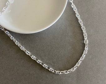 Sterling Silver Anchor Marina Chain Necklace, Silver Link Chain Toggle Necklace, Silver Chunky Necklace, Silver Choker Necklace