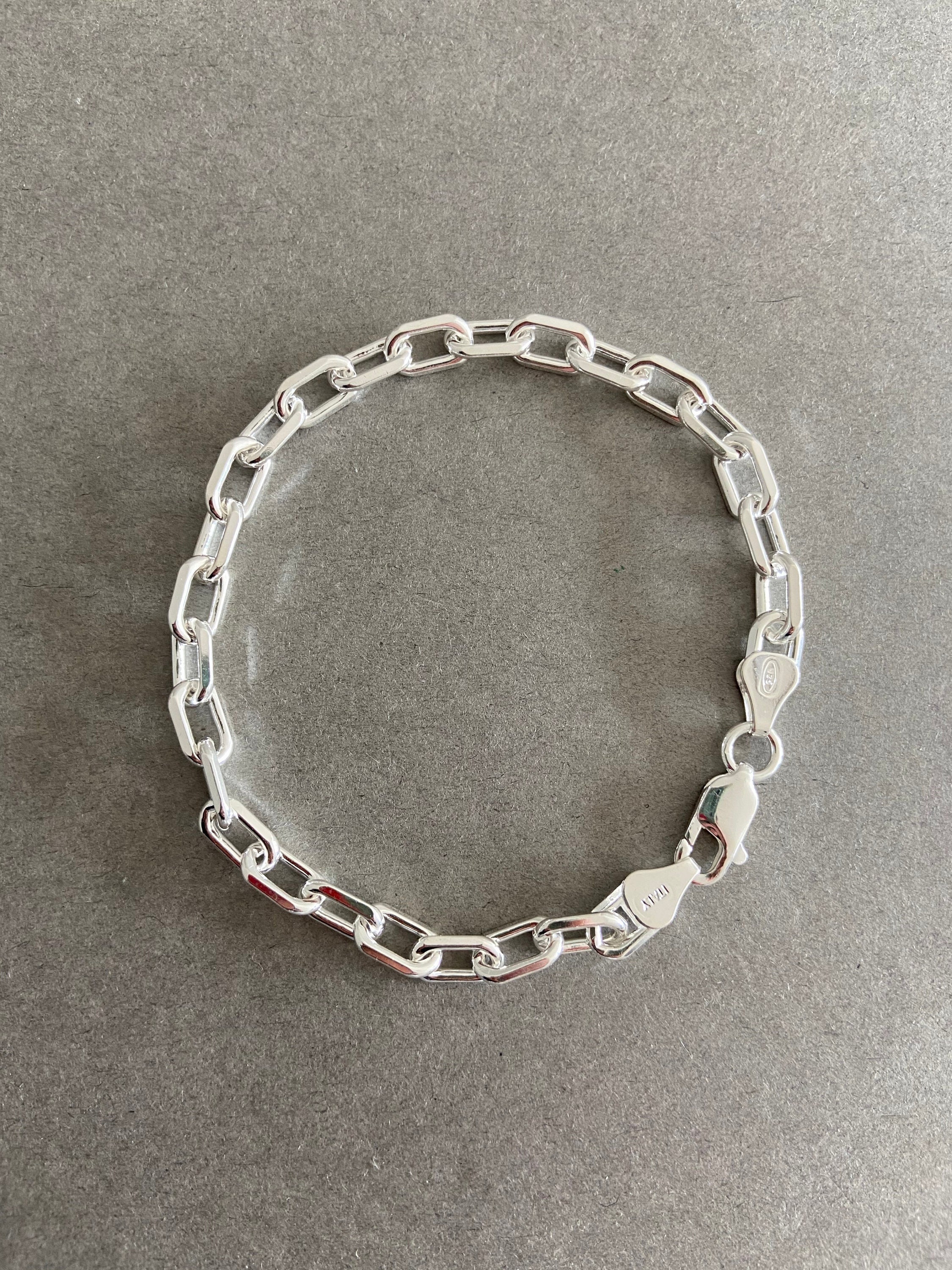 Sterling Silver Chain Link Anchor Chain Bracelet - Sterling Sterling Silver Chain Link Anchor Chain Bracelet - Sterling