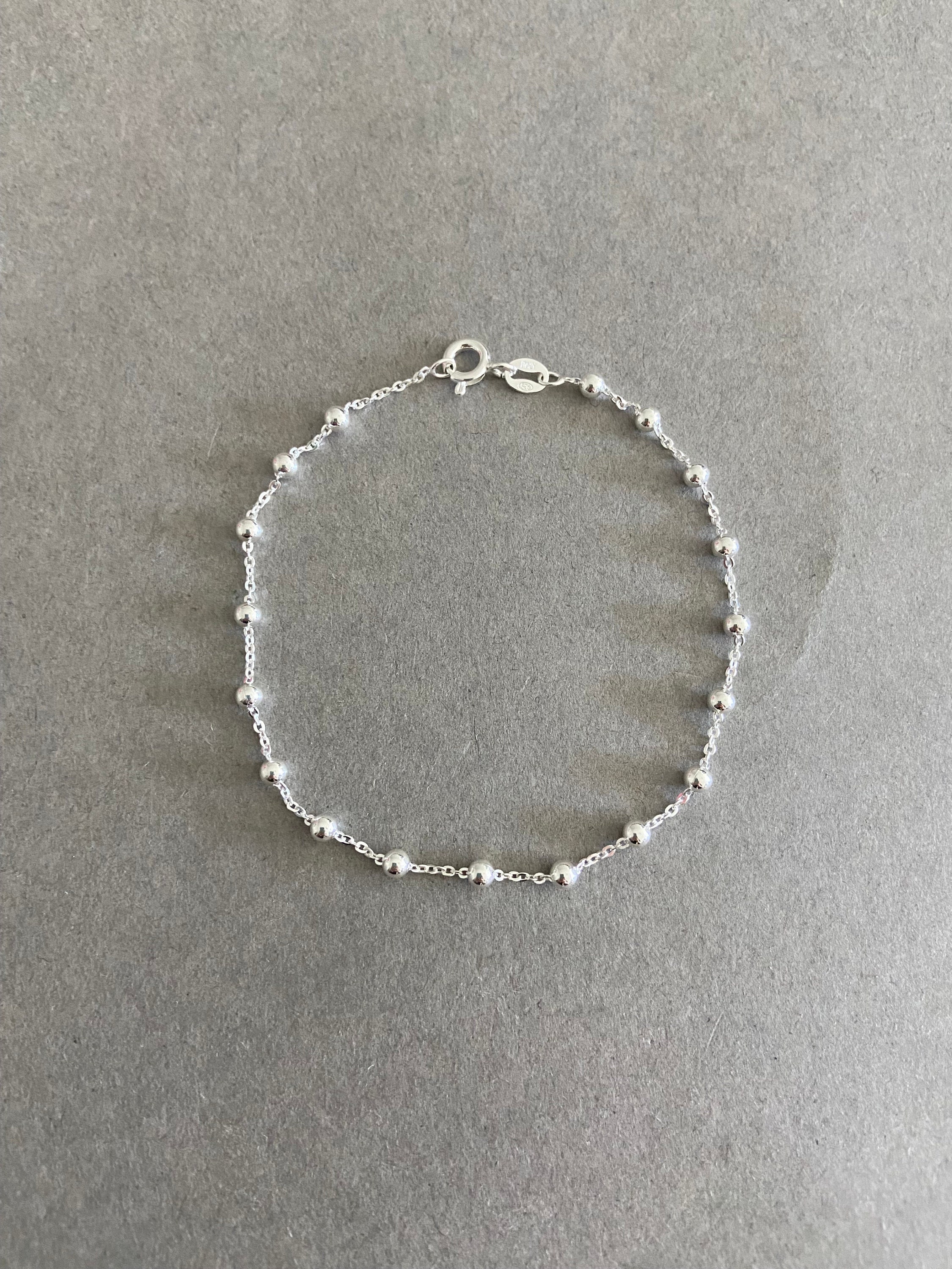 アクセサリー Vintage Silver Ball Chain Bracelet 925 925 Sterling Silver Strand Chain Bracelet | Sterling Silver