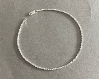 Silver Rope Chain Anklet - Sterling Silver