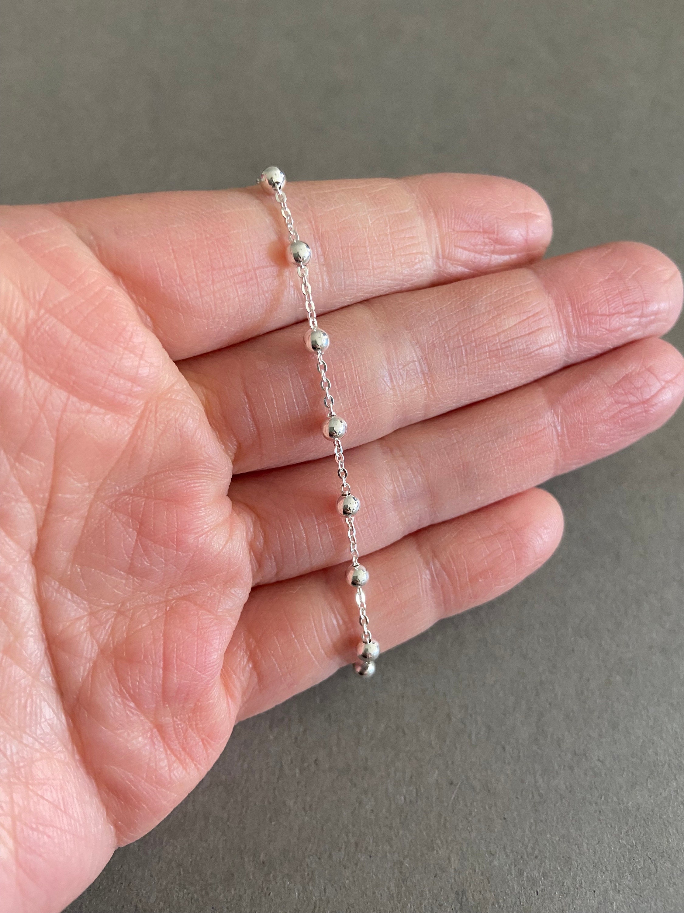 ブレスレット Ball Chain Bracelet #7910 Moissanite Silver Chain Bracelet1