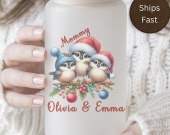 Personalized Mommy Bird Mug Mommy Bird Cup Iced Coffee Frosted Tumbler Mothers Day Mug Christmas Gift for Mommy Mom Gift Mommy Coffee Mug