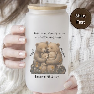 Personalized Mama Bear Papa Bear Mug Bear Family Iced Coffee Frosted Tumbler Mother&#39;s Day Fathers Day Christmas Gift Bear Cubs Mama Mug