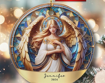 Personalized Christmas Angel Ornament Holiday Gift Heirloom Keepsake Gift Exchange Ceramic Angel Ornament Holiday Ornament