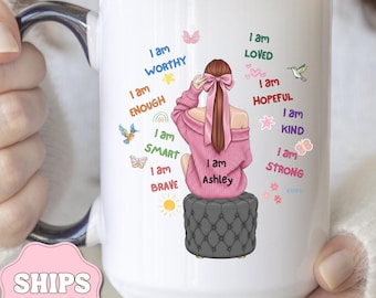 Personalized Name Mug Empowering Affirmation Gifts Coffee Mug Inspirational Gift for Women Girls Self Love Self Motivation Manifestation