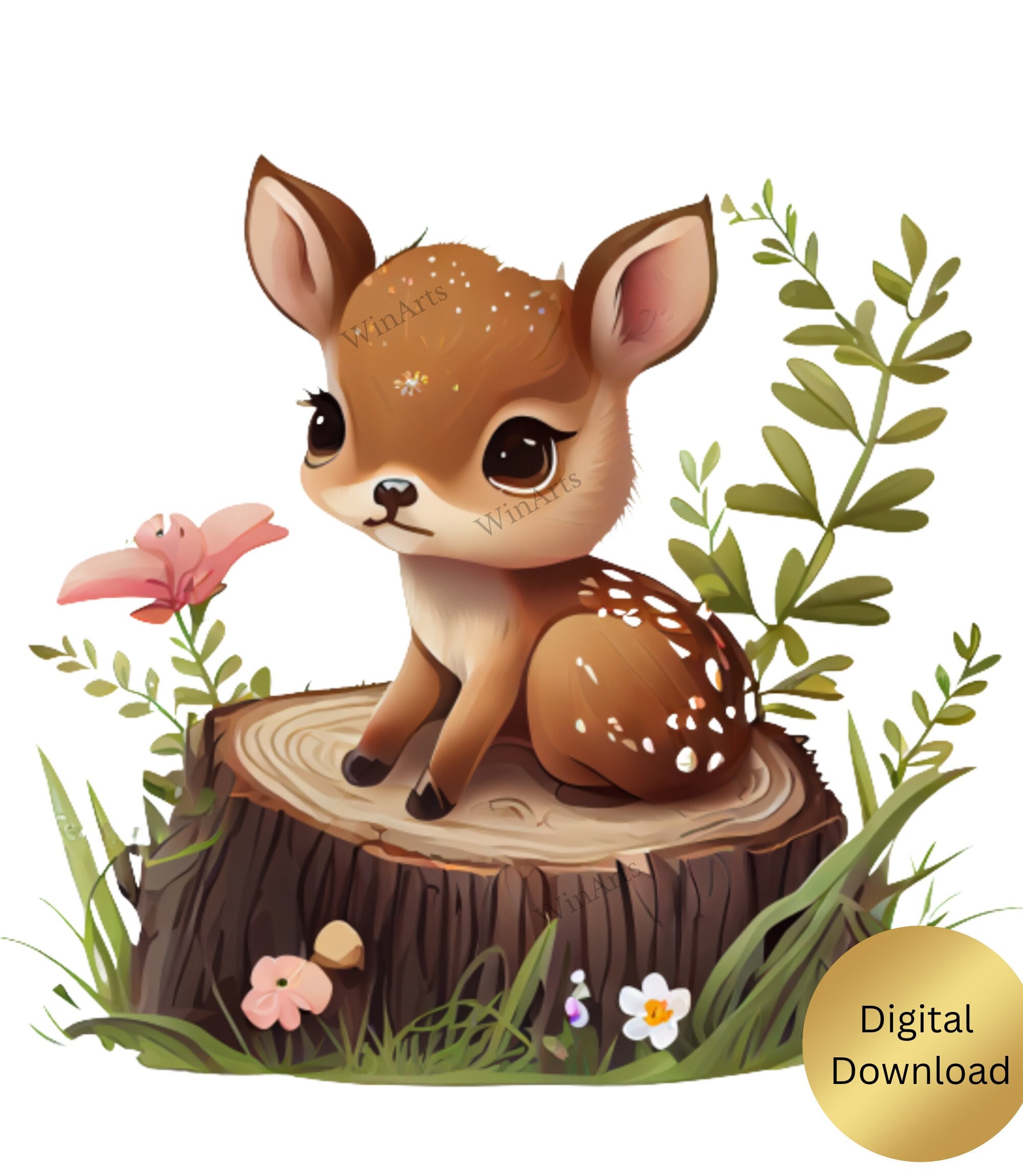 Cute Deer Drawing - Etsy