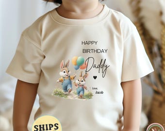 Personalized Happy Birthday Dad Toddler Shirt Custom Dad T-Shirt Gift for Toddler Cute Gift Tee T-shirt Gift Boy Toddler Cute Rabbit Dad