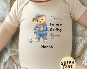 Personalized Golf Onesie® Boy Daddy's Future Golfing Buddy Funny Golf Onesie® for Baby Cute Golfing Bodysuit Daddy Golf Announcement