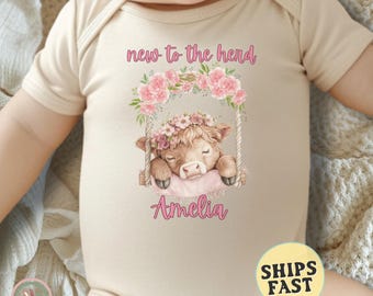 Personalized Cow Onesie® New To The Herd Cow Baby Onesie® Cow Baby Shower Cow Newborn Outfit Baby Announcement Cow One Birthday