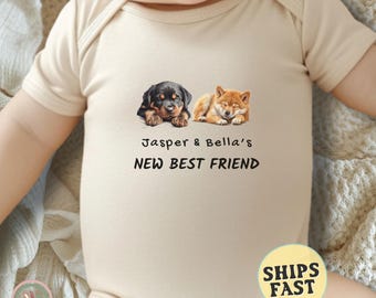 Personalized Dog Best Friend Onesie® Custom Dog Name Onesie® Baby Shower Gift Newborn Baby Gift Pregnancy Announcement