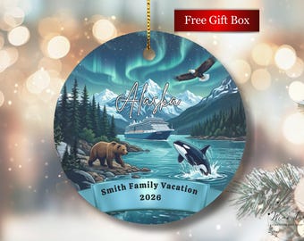 Personalized Alaska Cruise Ornament, Cruising Together Christmas Ornament, Custom Name and Year Travel Keepsake, Family Cruise Gift