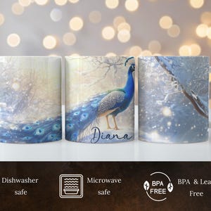Personalized Peacock Mug Gift for Bird Lovers Peacock Lover Gift Peacock Gifts Peacock Coffee Mug
