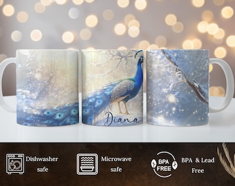 Personalized Peacock Mug Gift for Bird Lovers Peacock Lover Gift Peacock Gifts Peacock Coffee Mug