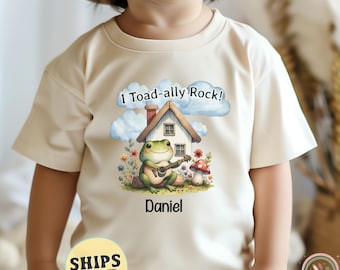 Personalized I Toad-ally Rock Shirt Cute Frog Toddler T-Shirt Gift for Toddler Cute Gift For Girl Custom Boys Birthday Tee Rockstar Tee