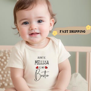 Personalized Cute Auntie  Onesie® Auntie Is My Bestie Onesie® Baby Announcement Cute Bodysuit Newborn Baby Gift Baby Shower Mothers Day Aunt