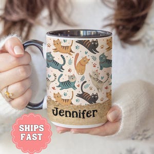 Personalized Cute Cat Mug Cat Lover Gift, Cat Prints Mug, Crazy Cat Lady Custom Name Cat Mug, Cat Lover Gift, Funny Cat Mug, Cat Cup Cat Mom