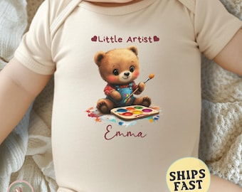Personalized Little Artist Baby Onesie® Artist Baby Bodysuit Custom Onesie Baby Shower New Baby Pregnancy Reveal Cute Bear Onesie