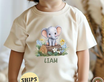 Personalized Elephant Toddler Shirt Elephant Toddler T-Shirt Toddler Safari Shirt Gift for Toddler Cute Gift For Girl Custom Boys Birthday