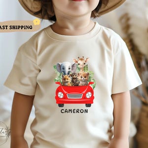 Personalized Toddler Shirt Jungle Animals Toddler T-Shirt Toddler Safari Shirt Gift for Toddler Cute Gift For Girl Custom Boys Car Tee