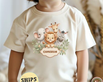 Personalized Jungle Outfit Toddler Shirt Animals Shirt Toddler T-Shirt Toddler Safari Outfit Gift for Toddler  Tee