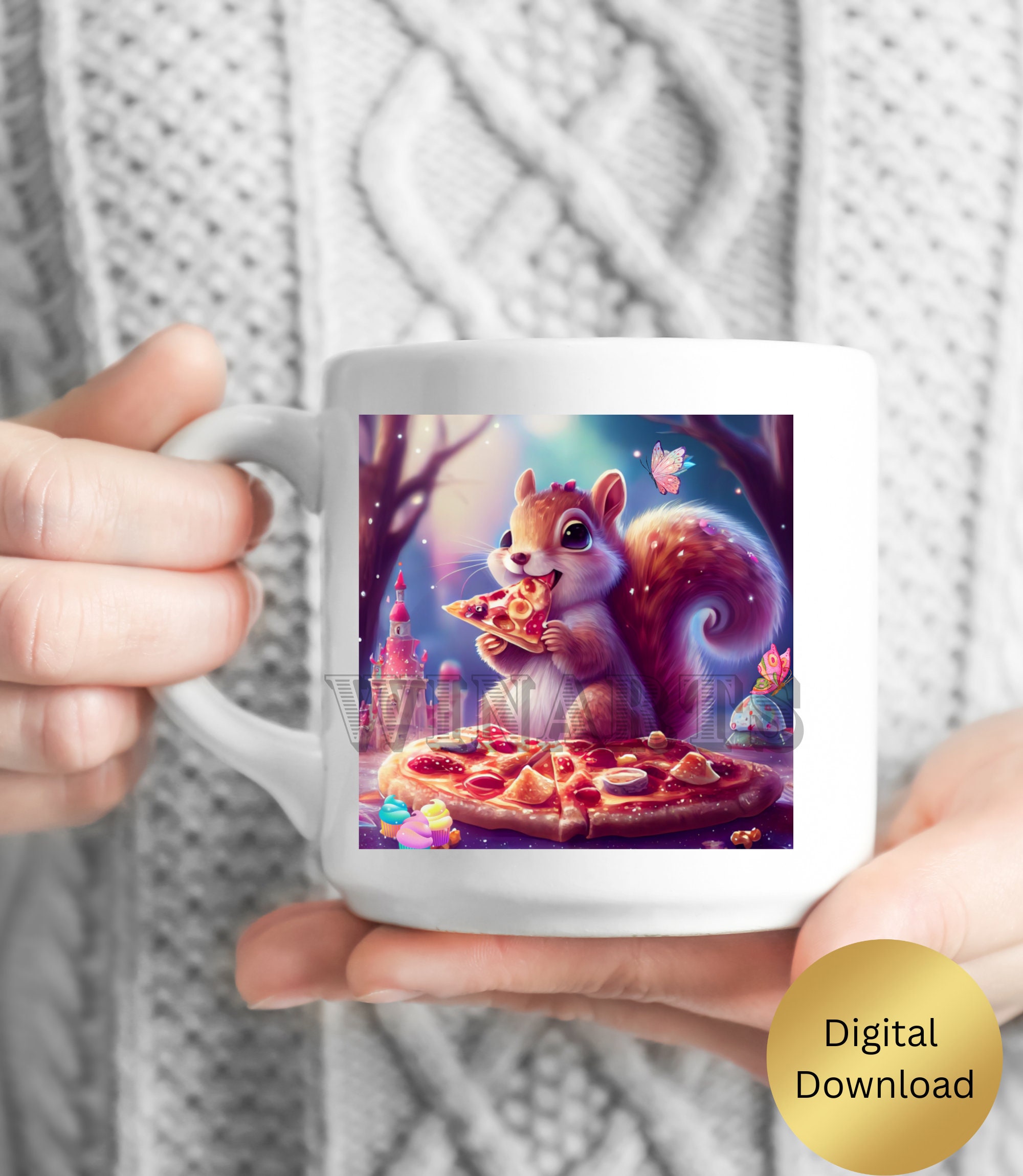 Cute Squirrel Eating Pizza Clipart PNG Printable Nursery Etsy