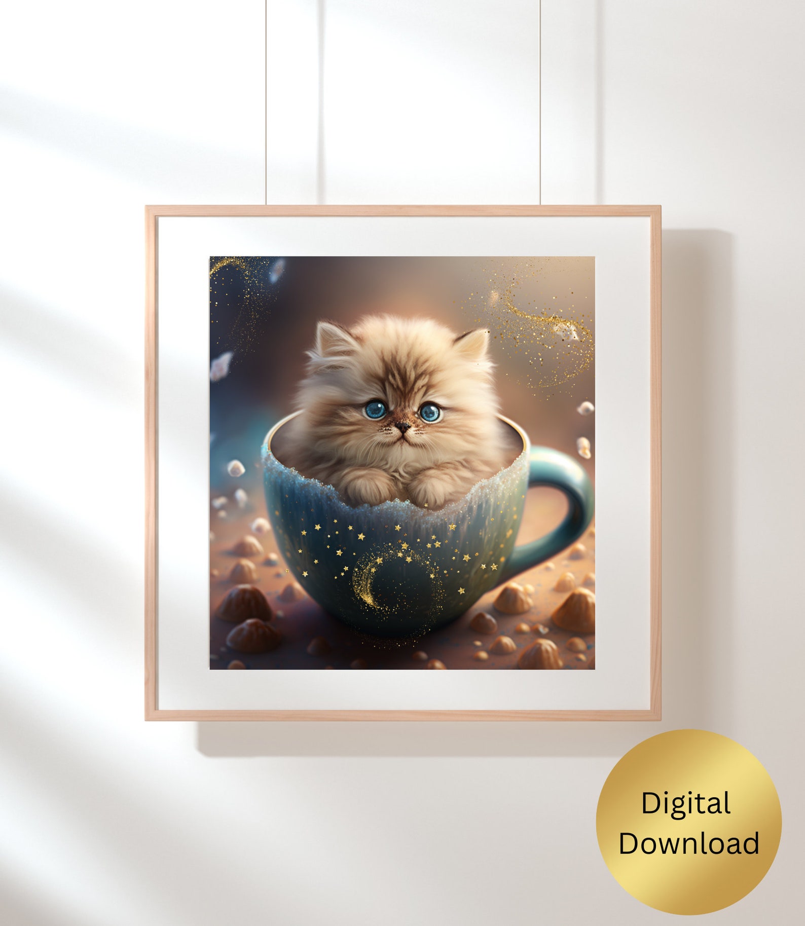 Cute Kitten in a Mug Sparkle Nursery Art Printable Digital - Etsy