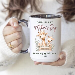 Personalized Our First Mother&#39;s Day Mug Custom Name for Mom First Time Mom Gifts First Mother&#39;s Day Gifts From Baby Cute Giraffe Mug