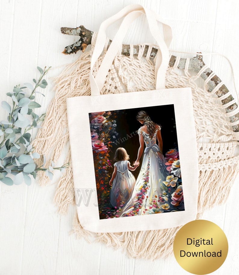 Beautiful Mother and Daughter in White Dress Floral PNG - Etsy
