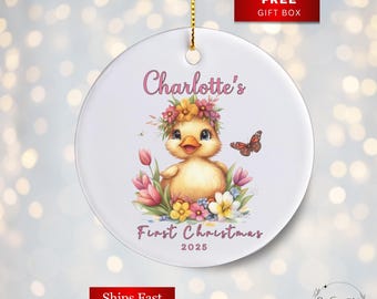 Personalized Baby's First Christmas Ornaments, Cute Chicken Christmas Ornament 1st Christmas Gift New Baby Gift Baby Shower Gift New Parents