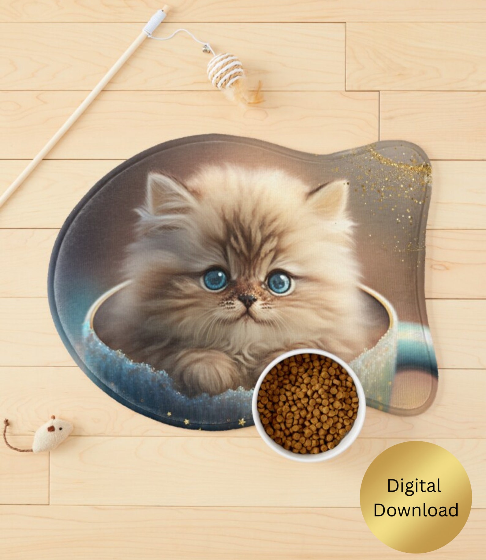 Cute Kitten in a Mug Sparkle Nursery Art Printable Digital - Etsy