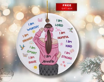 Personalized Name Ornament Empowering Affirmations Ornament Inspirational Christmas Ornament for Women Girls Self Love Self Motivation
