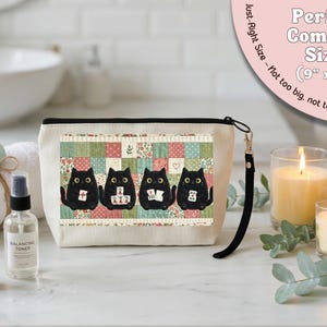 Mahjong Cat Tote Bag, Cute Black Cat Game Night Tote, Faux Patchwork Quilt Style Cat Lover Gift, Mahjong Player Bag Gift for Mahjong Lover image 11