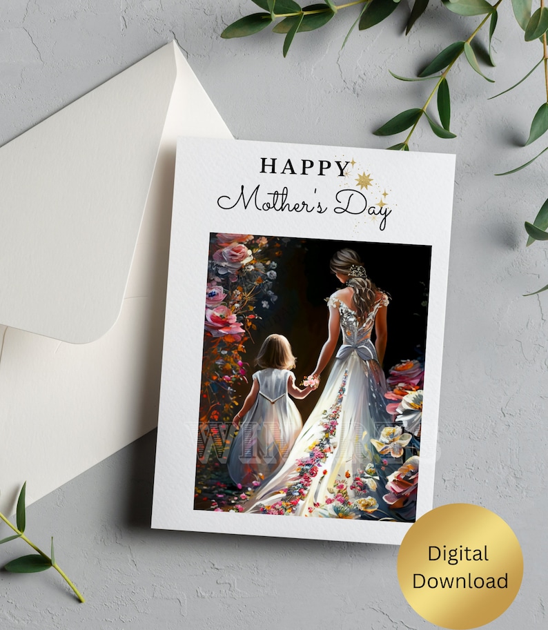 Beautiful Mother and Daughter in White Dress Floral PNG - Etsy