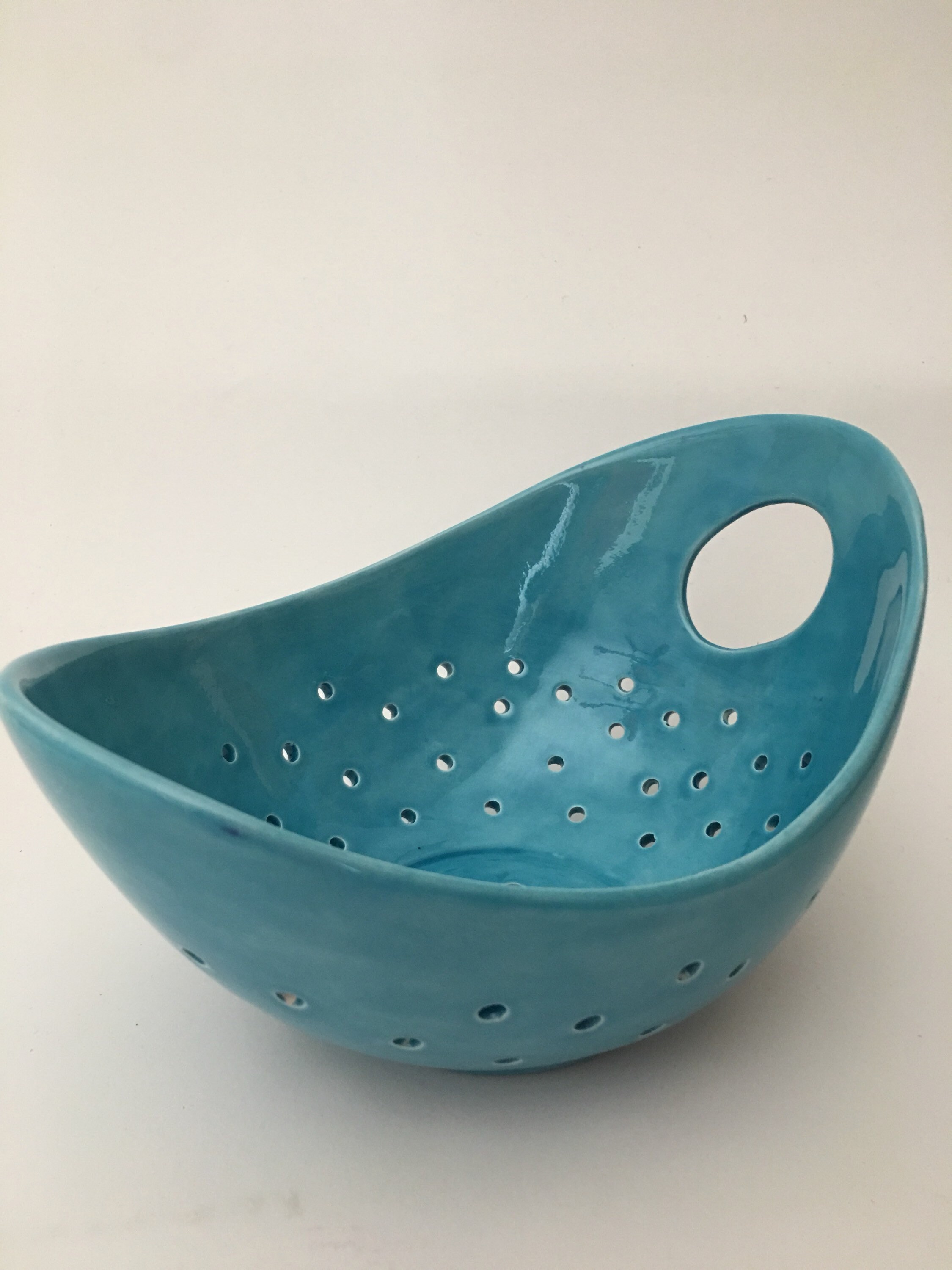 Turquiose Colander, Berry Bowl, Berry Colander, Drain Dish