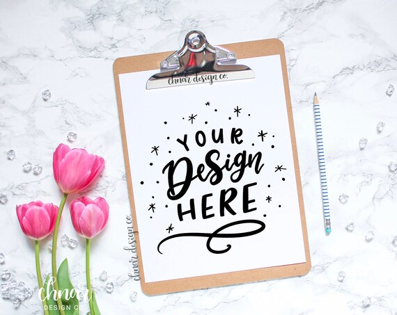 Tulip Clipboard Flatlay Mockup Svg Mockup Calligraphy Mockup