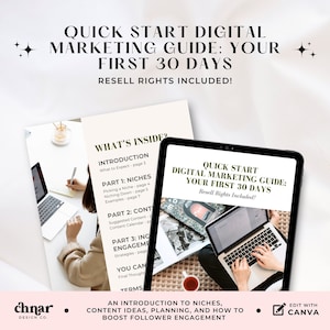 Quick Start Digital Marketing Guide: Your First 30 Days, PLR Digital Marketing Ebook, Done For You Template, Master Resell Rights Included