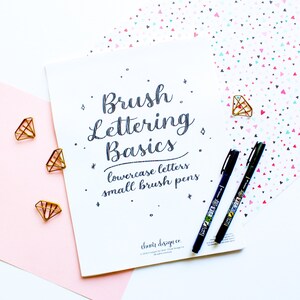 Brush Lettering Basics - Lowercase Letters - DIGITAL DOWNLOAD - Intro to Brush Calligraphy, Learn Calligraphy