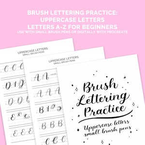 Brush Lettering Practice - Uppercase Letters - DIGITAL DOWNLOAD - Intro to Brush Calligraphy, Learn Calligraphy, Procreate Lettering
