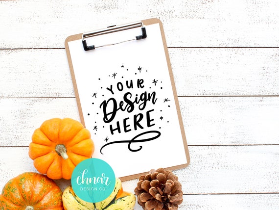 Memo Clipboard Mockup With Pumpkins And Gourds Styled Memo Clipboard Mockup With Pumpkins And Gourds Styled